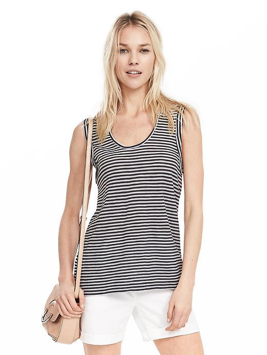 Banana Republic Womens Stripe Cotton Modal Tank Size L - Preppy Navy