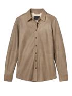Banana Republic Womens Italian Leather Shirt Jacket Vintage Taupe Size Xs