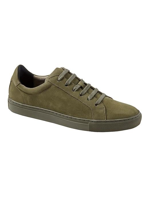 Banana Republic Mens Nicklas Nubuck Leather Sneaker Olive Size 13