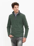 Banana Republic Mens Woven Trim Half Zip Pullover Size L Tall - Caribbean Forest