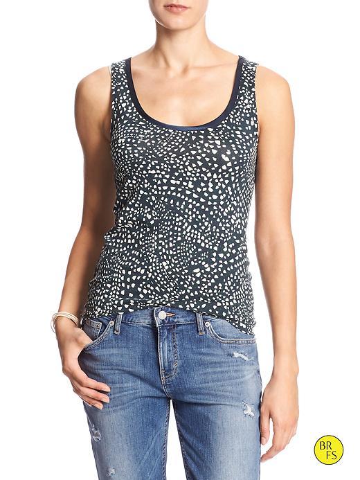 Banana Republic Factory Luxe Trim Print Tank Size L - Navy Print