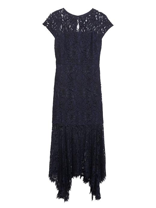 Banana Republic Womens Petite Lace Trumpet Midi Dress Navy Size 2