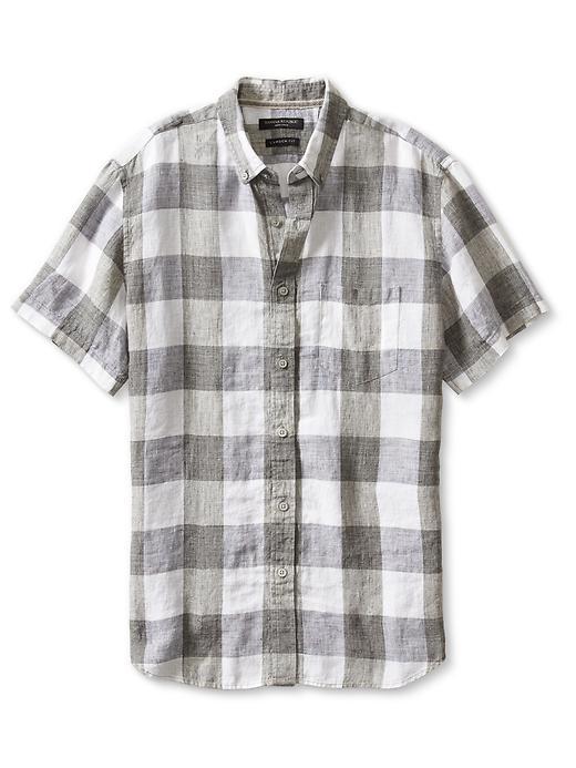 Banana Republic Mens Camden Fit Linen Shirt Size L Tall - Gray Heather