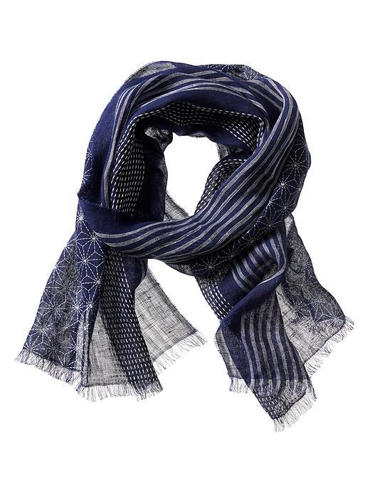 Banana Republic Mens Patchwork Linen Scarf Size One Size - Preppy Navy