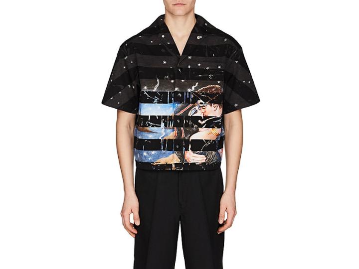 Prada Men's Graphic Cotton Bowling Shirt