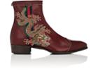 Gucci Men's Embroidered Leather Side-zip Boots