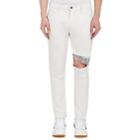 Barneys New York 424 Men's Distressed Straight Jeans-white