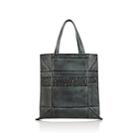 Calvin Klein Women's Small Geometric Leather Tote Bag-cadet Blue Black