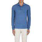 Loro Piana Men's Fine-gauge Knit Cashmere Polo Shirt-blue