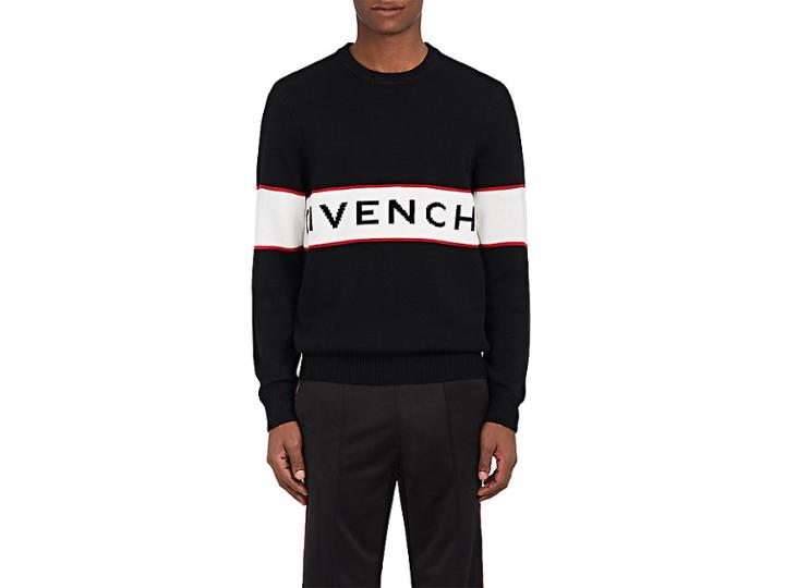 Givenchy Men's Logo-stripe Wool Sweater