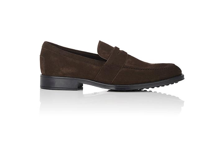 Tod's Men's Suede Apron-toe Penny Loafers
