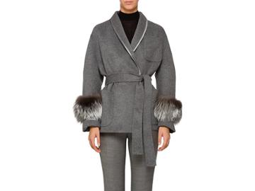 Prada Women's Fox-fur-trimmed Wool-blend Robe Coat