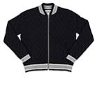 Autumn Cashmere Diamond-quilted Knit Cotton-blend Bomber Jacket-navy