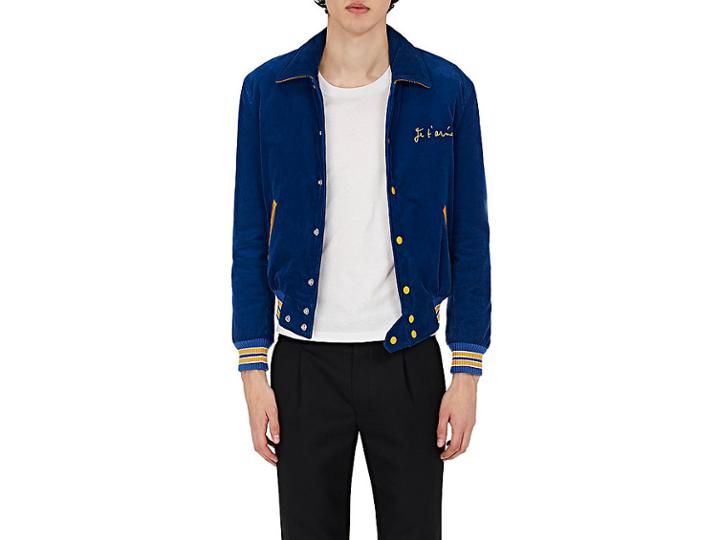 Saint Laurent Men's Embroidered Cotton Varsity Jacket