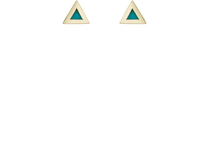 Jennifer Meyer Women's Turquoise & Yellow Gold Triangle Stud Earrings