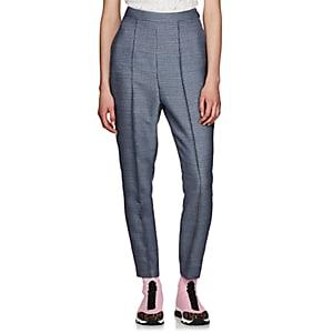 Fendi Women's Checked Wool-blend Tapered Pants - Blue