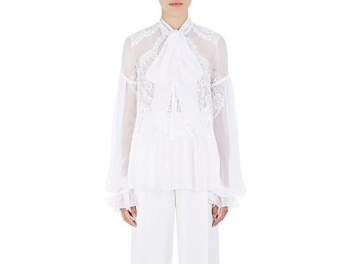 Givenchy Women's Lace-inset Silk Chiffon Blouse