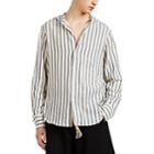 Loewe Men's Striped Cotton-blend Hooded Shirt - Blue