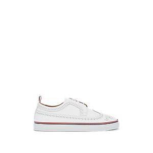 Thom Browne Men's Pebbled Leather Wingtip Sneakers - White