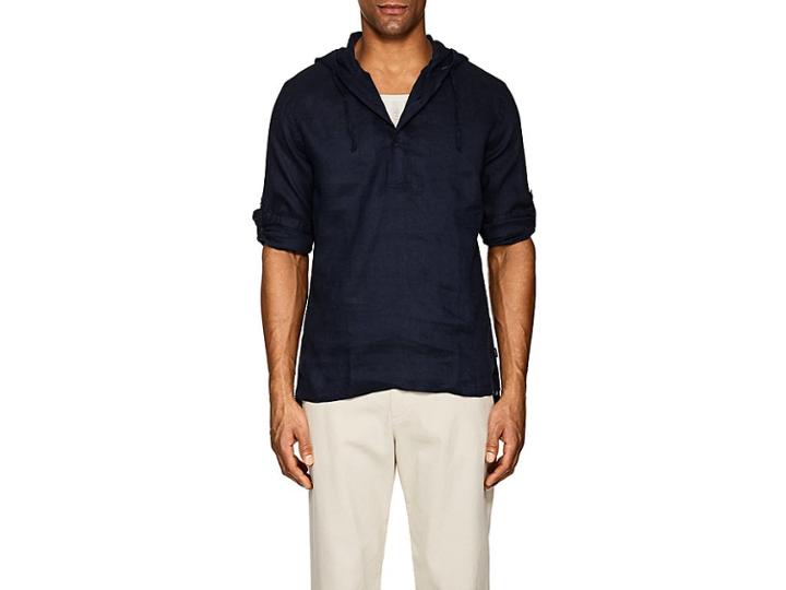Onia Men's Hooded Linen Gauze Popover Shirt