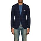 Luciano Barbera Men's Overplaid Wool-blend Two-button Sportcoat-navy