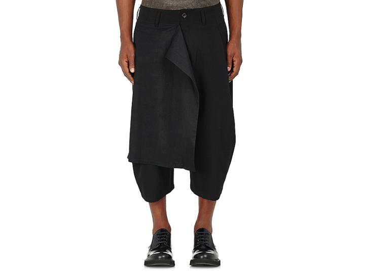 Yohji Yamamoto Pour Homme Men's Flap-front Wool Shorts