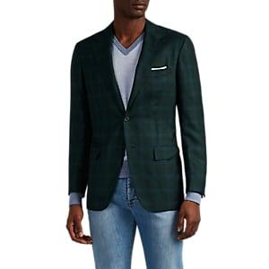 Kiton Men's Plaid Cashmere-silk Flannel Two-button Sportcoat - Green