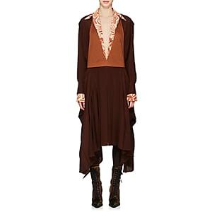 Chlo Women's Ponte & Crpe De Chine Asymmetric Dress-brown