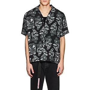 Saturdays Nyc Men's Canty Dragon-print Linen Camp Shirt-black