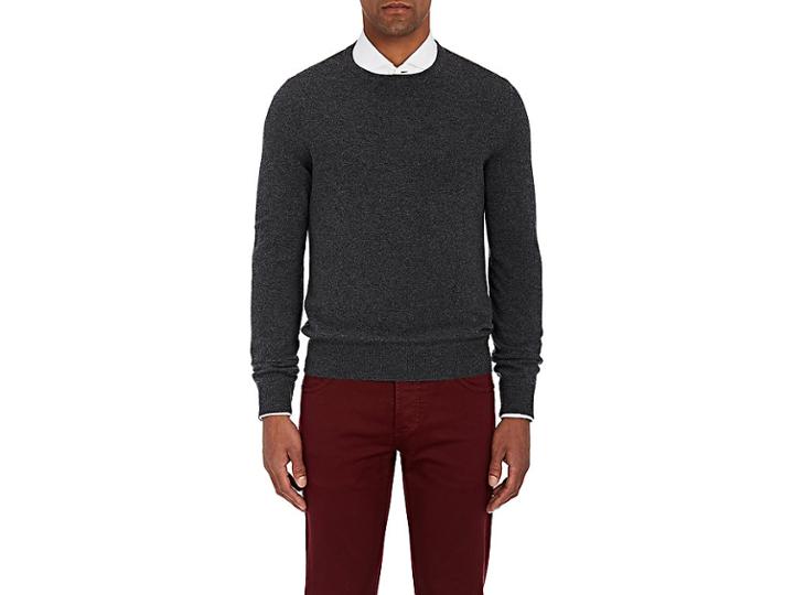 Isaia Men's Suede Elbow Patch Cashmere Sweater
