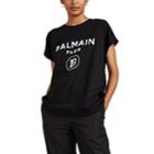 Balmain Women's Logo-flocked Cotton T-shirt - Black