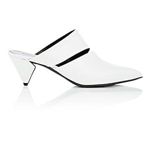 Alumnae Women's Notched-heel Cutout Leather Mules-white