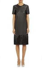 Cedric Charlier Fringed Faux-leather Dress-black