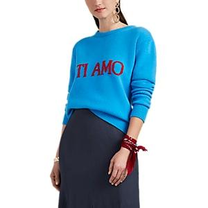 Alberta Ferretti Women's Ti Amo Wool-cashmere Crop Sweater - Blue