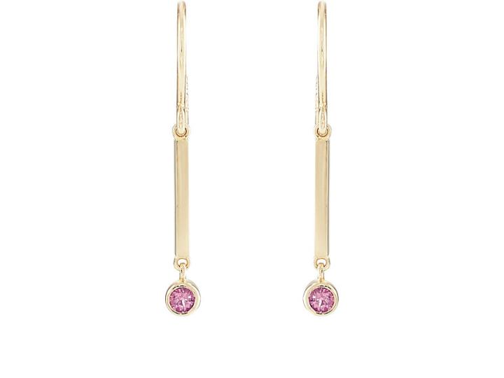 Jennifer Meyer Women's Pink Sapphire Bezel Mini Stick Drop Earrings