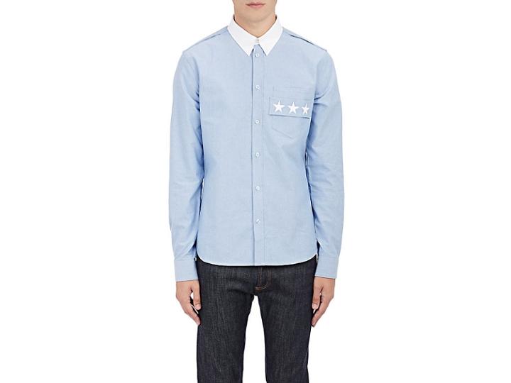 Givenchy Men's Star-embroidered Oxford Shirt