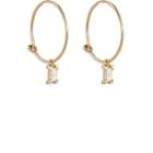 Ileana Makri Women's Baguette White Diamond Hoop Earrings-yellow Gold