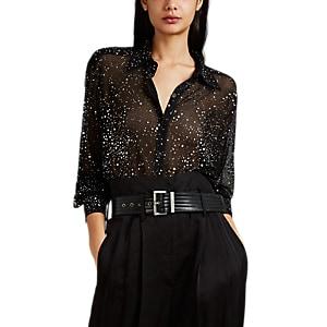 Givenchy Women's Embellished Sheer Lace Blouse - Black