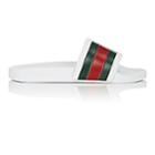 Gucci Men's Pursuit '72 Rubber Slide Sandals - White, Grn, Red