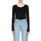 Helmut Lang Women's Cutout Cotton Rib-knit T-shirt-black