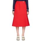 Valentino Women's V-ornament Virgin Wool Midi-skirt - Red
