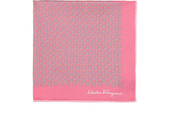 Salvatore Ferragamo Men's Gancio-print Silk Twill Pocket Square