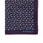 Salvatore Ferragamo Men's Dog-print Silk Twill Pocket Square-navy