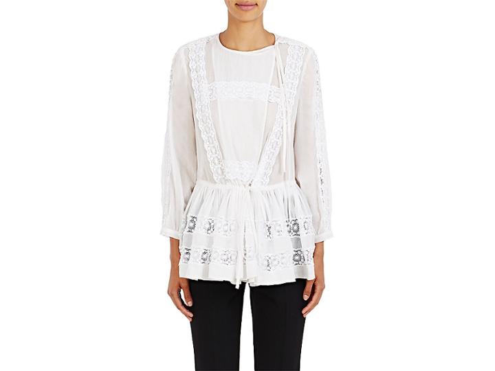 Givenchy Women's Crochet-inset Long-sleeve Top