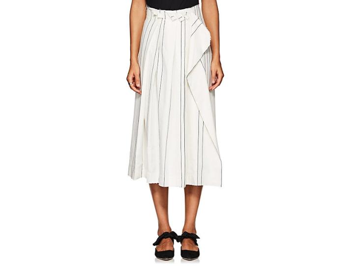 Cedric Charlier Women's Striped Cotton-blend Pleated Midi-skirt