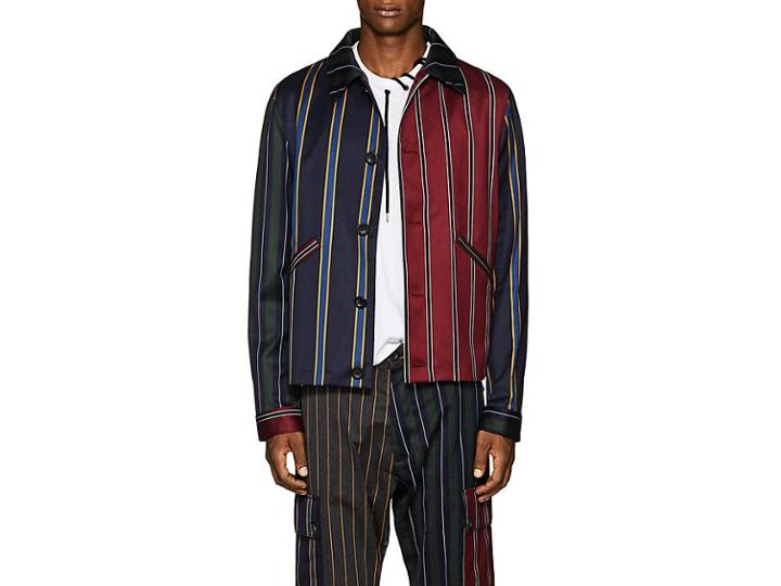 Loewe Men's Patchwork Striped Wool-cotton Jacket