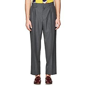Gucci Men's Worsted Wool Pleated Trousers - Gray