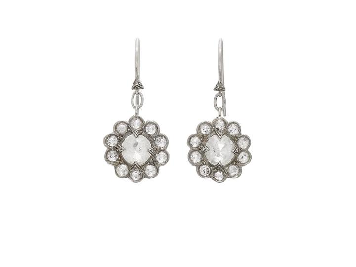 Cathy Waterman Women's Diamond Floral Drop Earrings