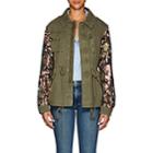 Barneys New York Women's Sequined-sleeve Cotton Twill Military Jacket-olive