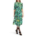 Prada Women's Gardenia-print Silk Midi-dress - Green